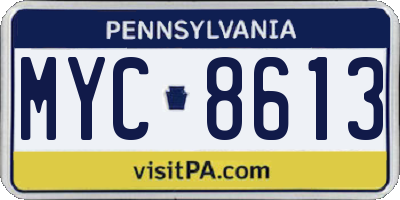 PA license plate MYC8613