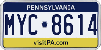 PA license plate MYC8614