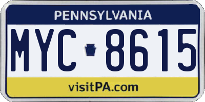 PA license plate MYC8615