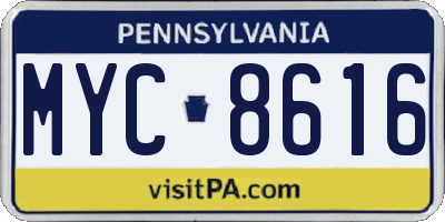 PA license plate MYC8616