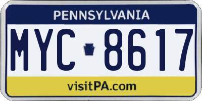 PA license plate MYC8617