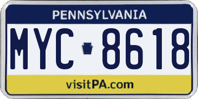 PA license plate MYC8618