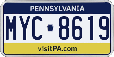 PA license plate MYC8619