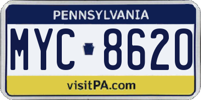 PA license plate MYC8620