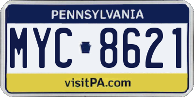 PA license plate MYC8621