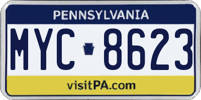 PA license plate MYC8623