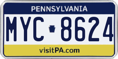 PA license plate MYC8624