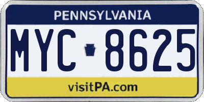PA license plate MYC8625