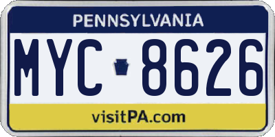 PA license plate MYC8626