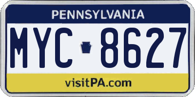 PA license plate MYC8627