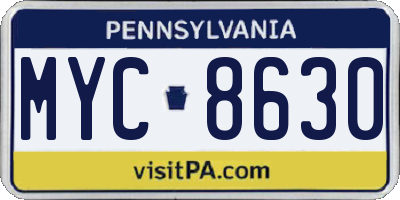 PA license plate MYC8630