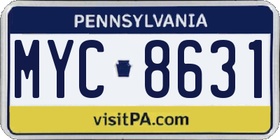 PA license plate MYC8631