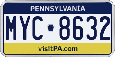 PA license plate MYC8632