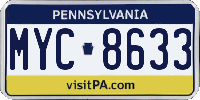 PA license plate MYC8633