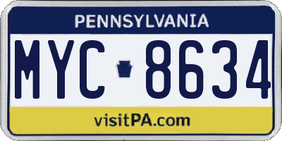 PA license plate MYC8634