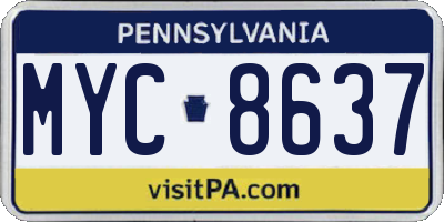 PA license plate MYC8637