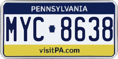 PA license plate MYC8638