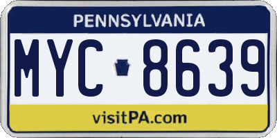 PA license plate MYC8639
