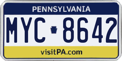 PA license plate MYC8642