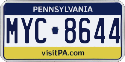 PA license plate MYC8644