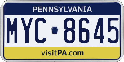PA license plate MYC8645