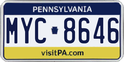 PA license plate MYC8646