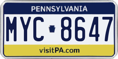 PA license plate MYC8647
