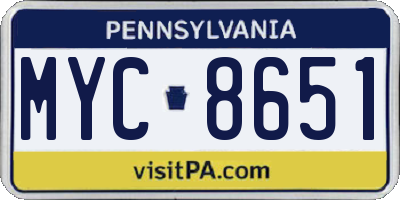 PA license plate MYC8651