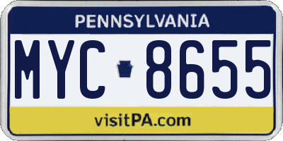 PA license plate MYC8655