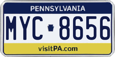 PA license plate MYC8656