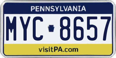 PA license plate MYC8657