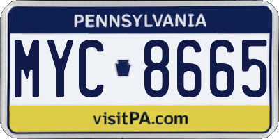 PA license plate MYC8665