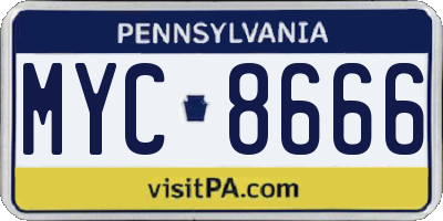 PA license plate MYC8666