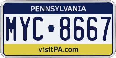 PA license plate MYC8667