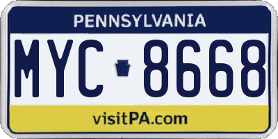 PA license plate MYC8668