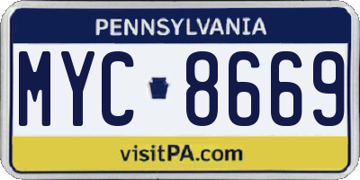 PA license plate MYC8669