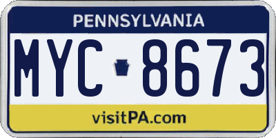 PA license plate MYC8673