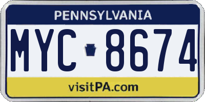PA license plate MYC8674