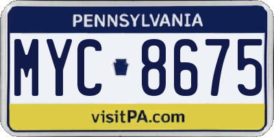 PA license plate MYC8675