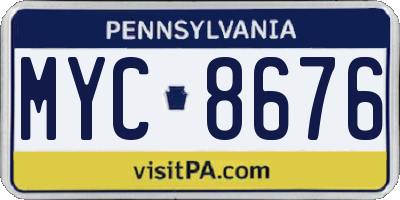 PA license plate MYC8676