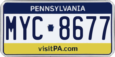 PA license plate MYC8677