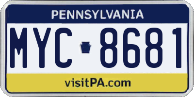 PA license plate MYC8681