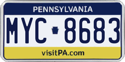 PA license plate MYC8683