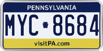 PA license plate MYC8684