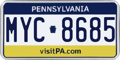PA license plate MYC8685