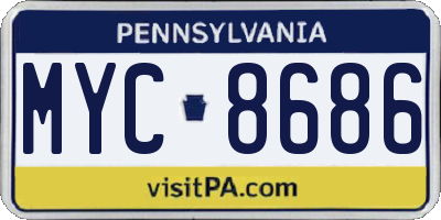 PA license plate MYC8686