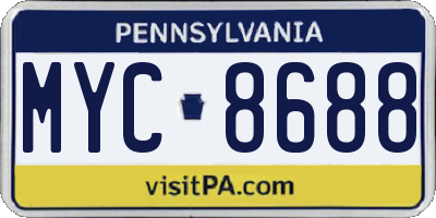 PA license plate MYC8688