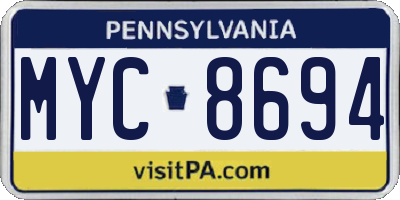 PA license plate MYC8694