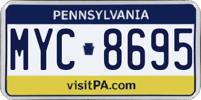 PA license plate MYC8695