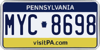 PA license plate MYC8698